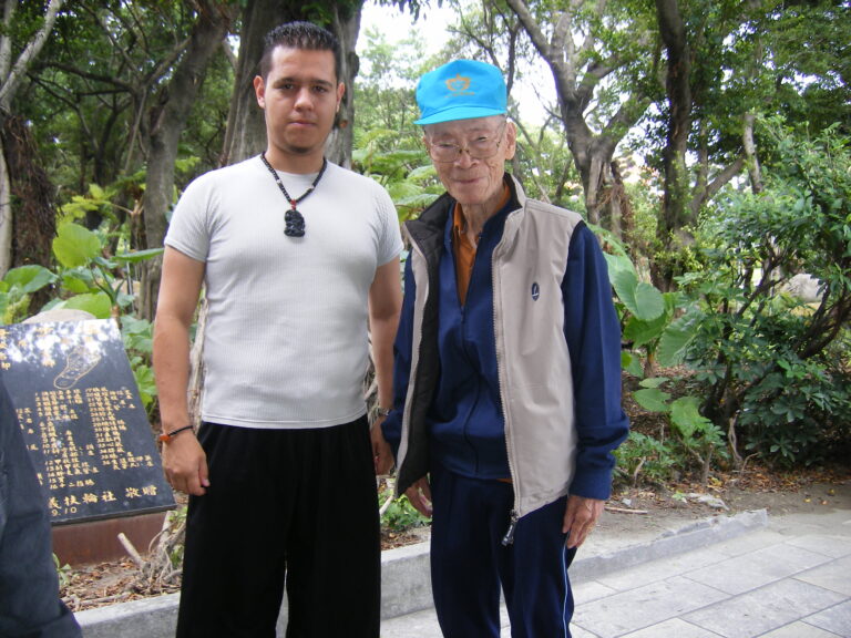 practicing TaiChi with 104 year old practitioner at the Chang Kai Sheh Momorial Hall 3